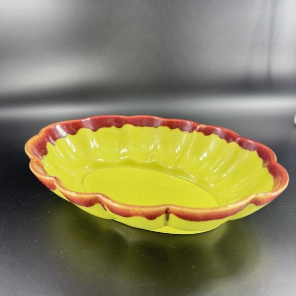 Vintage Allens of California Drip Glaze Green Sunrise Pottery Dish Bowl Planter - Picture 12 of 16